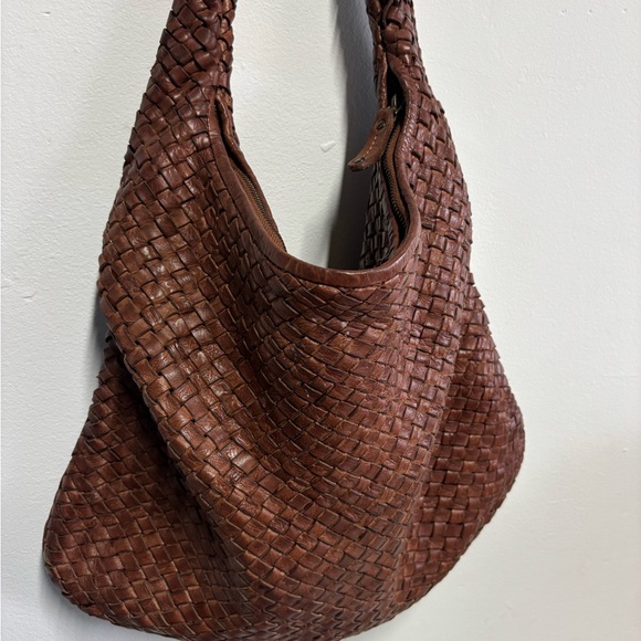 Handbags - Soft Leather Brown Woven hobo Bag